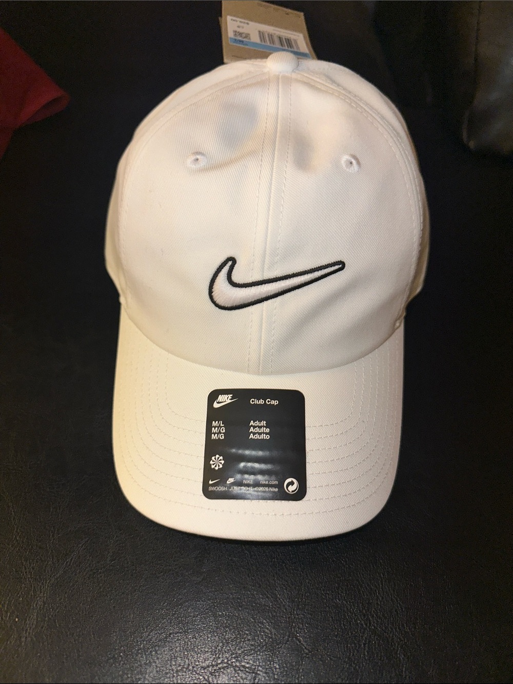 Nike White Club Cap with Black Embroidered Swoosh - Men's Hat